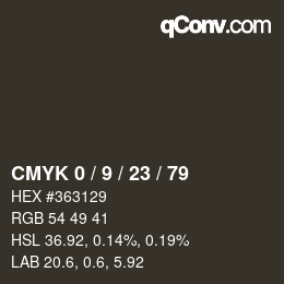 Color code: CMYK 0 / 9 / 23 / 79 | qconv.com