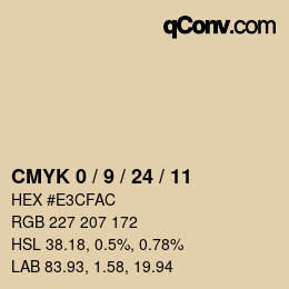 カラーコード: CMYK 0 / 9 / 24 / 11 | qconv.com
