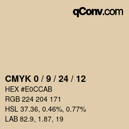 カラーコード: CMYK 0 / 9 / 24 / 12 | qconv.com