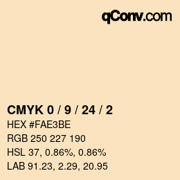 カラーコード: CMYK 0 / 9 / 24 / 2 | qconv.com