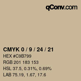 カラーコード: CMYK 0 / 9 / 24 / 21 | qconv.com