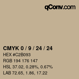 カラーコード: CMYK 0 / 9 / 24 / 24 | qconv.com