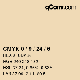 カラーコード: CMYK 0 / 9 / 24 / 6 | qconv.com