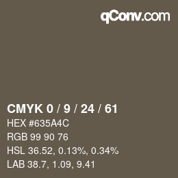 カラーコード: CMYK 0 / 9 / 24 / 61 | qconv.com
