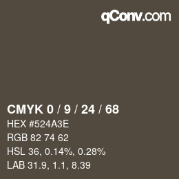 カラーコード: CMYK 0 / 9 / 24 / 68 | qconv.com