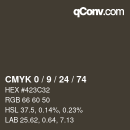 カラーコード: CMYK 0 / 9 / 24 / 74 | qconv.com