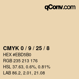 カラーコード: CMYK 0 / 9 / 25 / 8 | qconv.com
