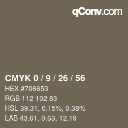 カラーコード: CMYK 0 / 9 / 26 / 56 | qconv.com