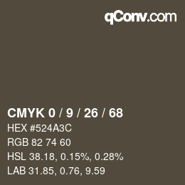 カラーコード: CMYK 0 / 9 / 26 / 68 | qconv.com