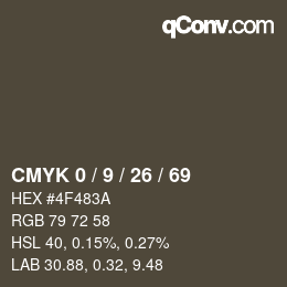 Color code: CMYK 0 / 9 / 26 / 69 | qconv.com