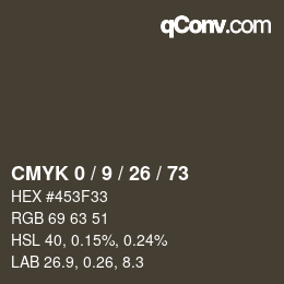 カラーコード: CMYK 0 / 9 / 26 / 73 | qconv.com