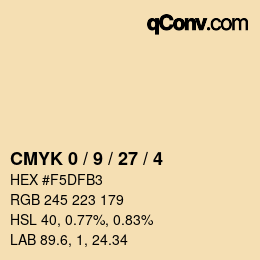 カラーコード: CMYK 0 / 9 / 27 / 4 | qconv.com