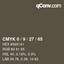 カラーコード: CMYK 0 / 9 / 27 / 65 | qconv.com