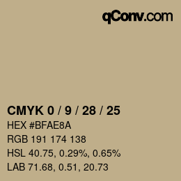 Color code: CMYK 0 / 9 / 28 / 25 | qconv.com