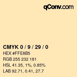 Color code: CMYK 0 / 9 / 29 / 0 | qconv.com