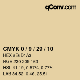 カラーコード: CMYK 0 / 9 / 29 / 10 | qconv.com