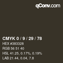 カラーコード: CMYK 0 / 9 / 29 / 78 | qconv.com