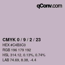 Color code: CMYK 0 / 9 / 2 / 23 | qconv.com