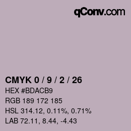 カラーコード: CMYK 0 / 9 / 2 / 26 | qconv.com