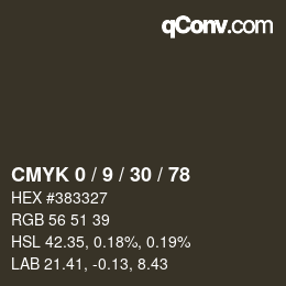 カラーコード: CMYK 0 / 9 / 30 / 78 | qconv.com
