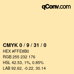 颜色代码: CMYK 0 / 9 / 31 / 0 | qconv.com