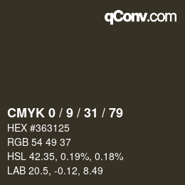 Color code: CMYK 0 / 9 / 31 / 79 | qconv.com