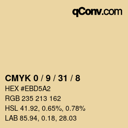 カラーコード: CMYK 0 / 9 / 31 / 8 | qconv.com