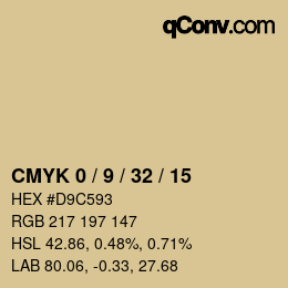 カラーコード: CMYK 0 / 9 / 32 / 15 | qconv.com