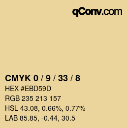 カラーコード: CMYK 0 / 9 / 33 / 8 | qconv.com