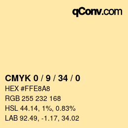 Color code: CMYK 0 / 9 / 34 / 0 | qconv.com