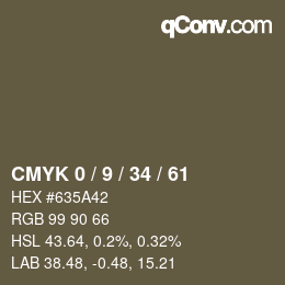 カラーコード: CMYK 0 / 9 / 34 / 61 | qconv.com