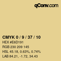 カラーコード: CMYK 0 / 9 / 37 / 10 | qconv.com