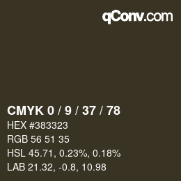 カラーコード: CMYK 0 / 9 / 37 / 78 | qconv.com