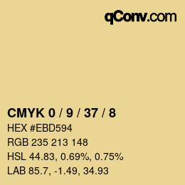 カラーコード: CMYK 0 / 9 / 37 / 8 | qconv.com