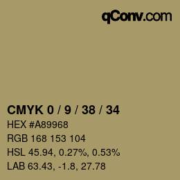 カラーコード: CMYK 0 / 9 / 38 / 34 | qconv.com