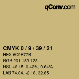 カラーコード: CMYK 0 / 9 / 39 / 21 | qconv.com