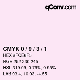 颜色代码: CMYK 0 / 9 / 3 / 1 | qconv.com