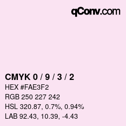 カラーコード: CMYK 0 / 9 / 3 / 2 | qconv.com
