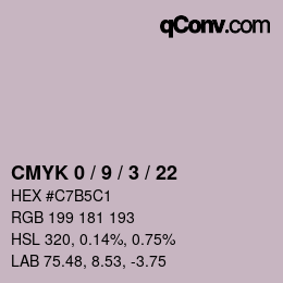カラーコード: CMYK 0 / 9 / 3 / 22 | qconv.com