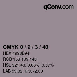 カラーコード: CMYK 0 / 9 / 3 / 40 | qconv.com