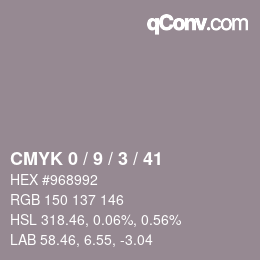 Color code: CMYK 0 / 9 / 3 / 41 | qconv.com