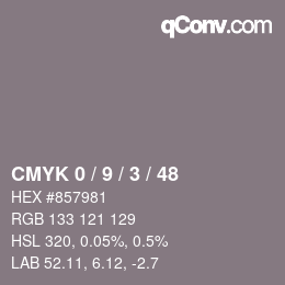 カラーコード: CMYK 0 / 9 / 3 / 48 | qconv.com