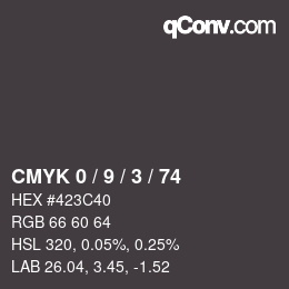 Color code: CMYK 0 / 9 / 3 / 74 | qconv.com