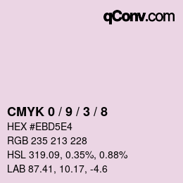 颜色代码: CMYK 0 / 9 / 3 / 8 | qconv.com