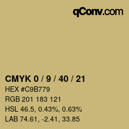 カラーコード: CMYK 0 / 9 / 40 / 21 | qconv.com