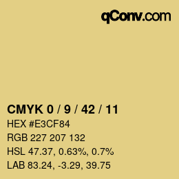 カラーコード: CMYK 0 / 9 / 42 / 11 | qconv.com