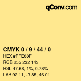颜色代码: CMYK 0 / 9 / 44 / 0 | qconv.com
