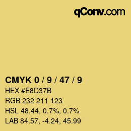 Color code: CMYK 0 / 9 / 47 / 9 | qconv.com