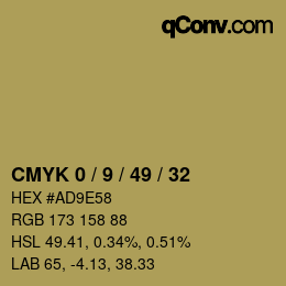 カラーコード: CMYK 0 / 9 / 49 / 32 | qconv.com