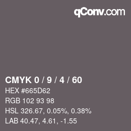 Color code: CMYK 0 / 9 / 4 / 60 | qconv.com